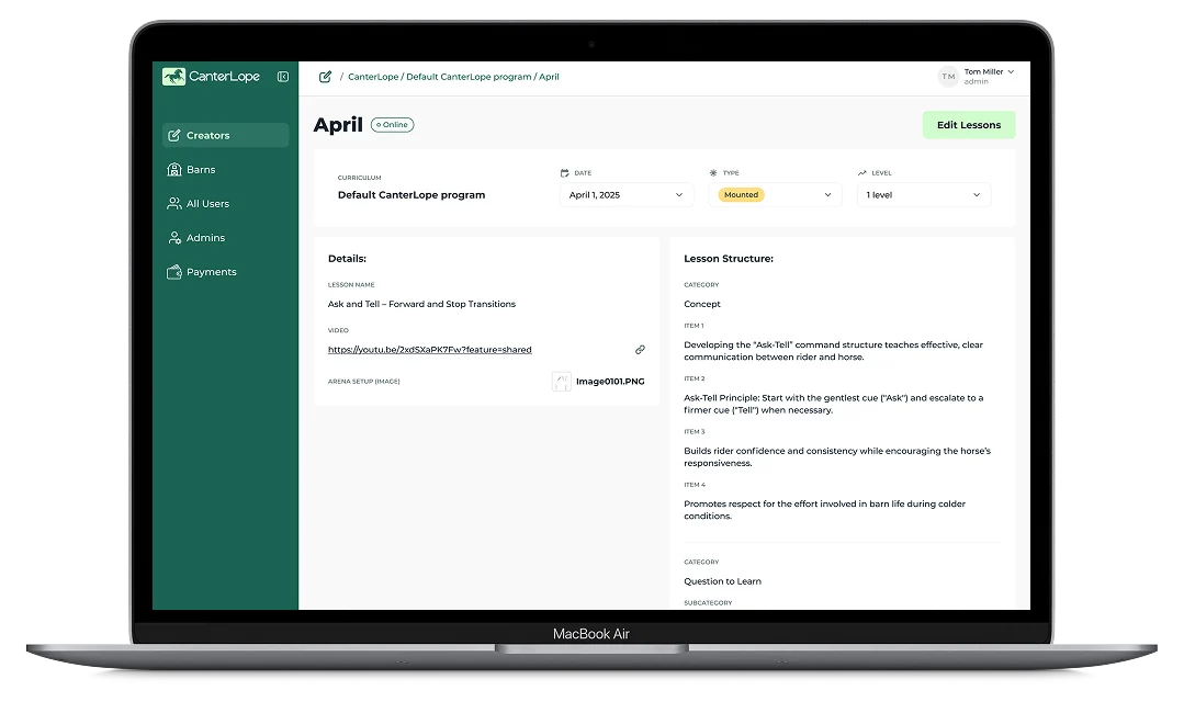 CanterLope - Curriculum Platform for Equestrian Professionals 1 - CanterLope